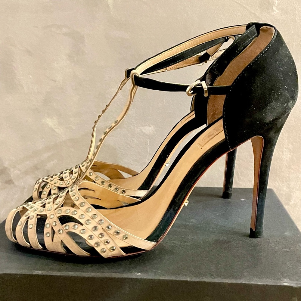 SCHUTZ STUNNING CRYSTAL STUDDED STRAPPY HIGH HEEL WEDDING PARTY SANDALS 40